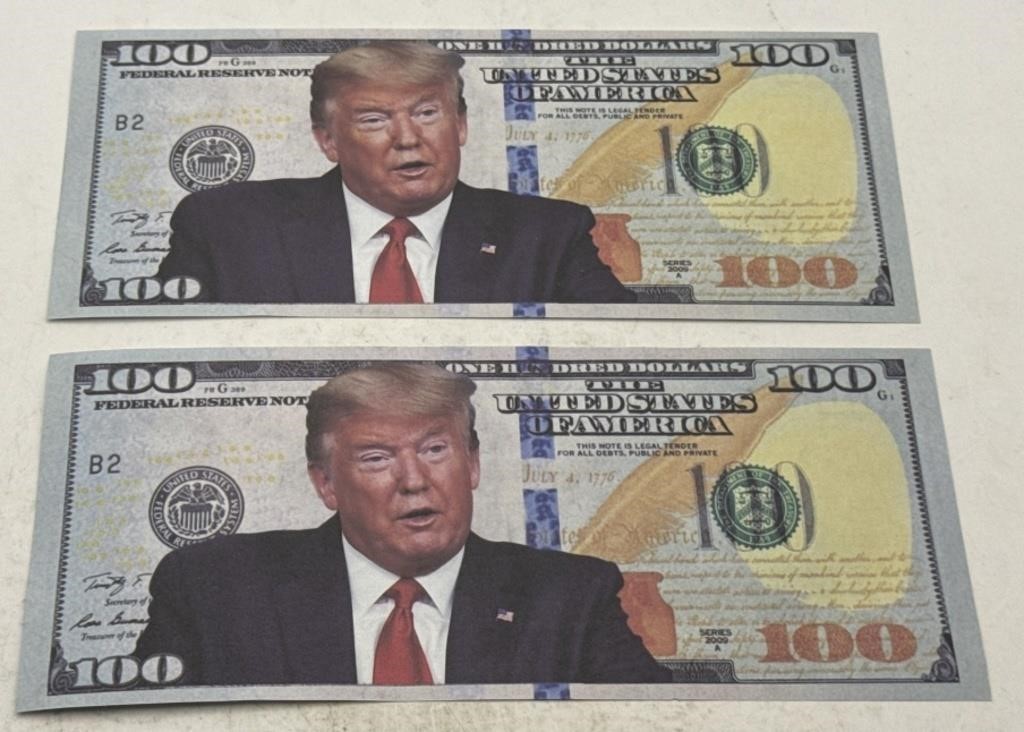 (KC) 2 $100 Dollar Bills Donald Trump