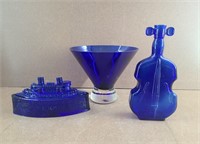 3pc. Colbalt Blue Glass Collection