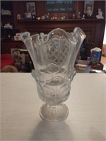 Vintage glass cabbage leaf vase 10" tall