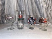 Beer Glass Collection (4 total) Budweiser, Chimay