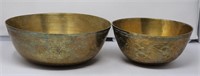 (2) Heavy Brass Bowls largest 12" wide