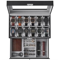 SONGMICS 12-Slot Watch Box, Lockable Watch Case wi