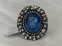 German Silver Blue Topaz Ring
