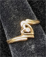 10KT Gold & Gemstone Heart Ring, Size 6