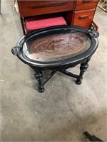 Antique Carved Oval Glass Top Table