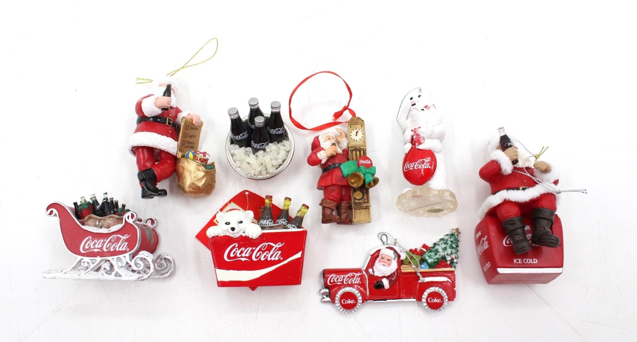 (8) Coca-Cola Christmas Ornament Collection Adler