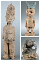 2 Yoruba figures and a mask, 20th century.