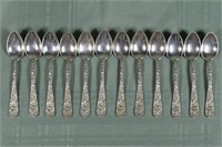12 Stieff Rose pattern 4" demitasse spoons, monogr