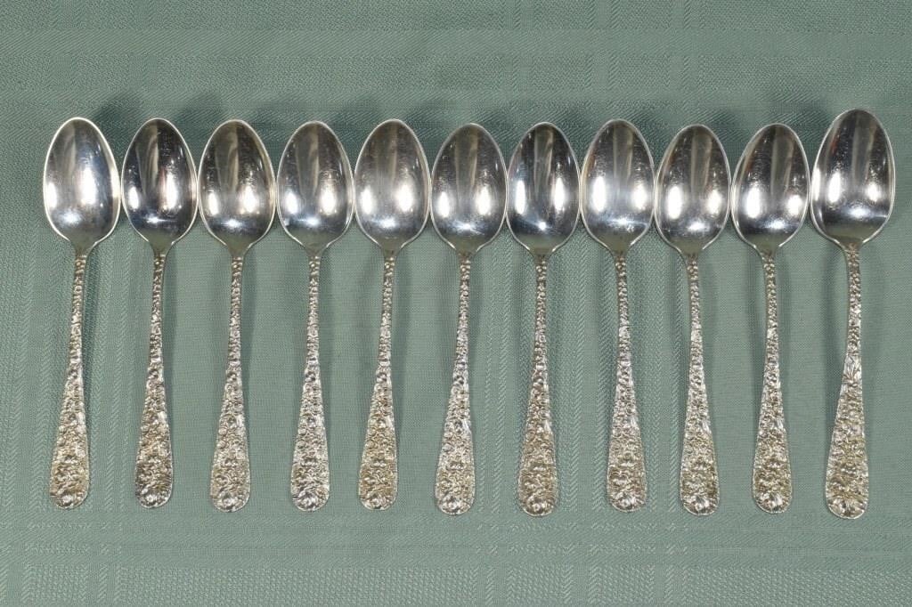 11 Stieff Rose pattern 5-1/2" teaspoons, 261g tota