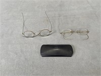 2 Pair Antique Spectacles w 1 Case