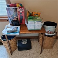 Table, Air Bed, Trash Cans, Baskets, Polident
