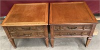 Pair of Ornate Oak Vintage End Tables
