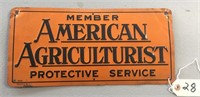 "AMERICAN AGRICULTURIST" METAL SIGN