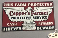 "CAPPER'S FARMER PROTECTIVE SERVICE" METAL SIGN