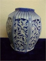 Belgian Blue and White Pottery Vase