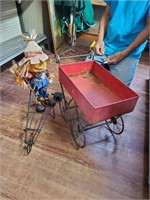 Metal Decor Wagon, Lighted Scarecrow & Metal