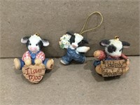 3 Vintage Mary Moo Moos Figurines Ornaments