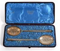 ANTIQUE SILVERPLATE SERVING SPOONS PAIR