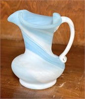 4" Vintage Blue & White Slag Glass Pitcher - Some