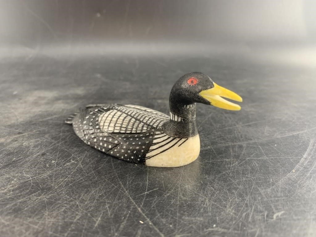 Larry Mayac scrimmed ivory yellow billed loon, 2"