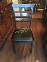 Dining Table w/ 6 Black Ladder Back Chairs