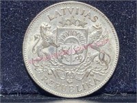 1925 Latvia 2-lati coin (.835 silver)