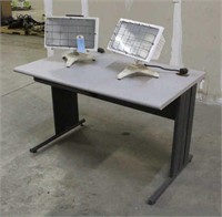 (2)110v Floor Lights & Desk, Approx 29"x48"x30"