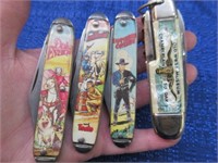4 collector pocket knives: dale evans -lone ranger