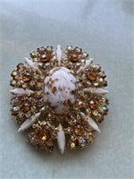 GORGEOUS VINTAGE BROOCH/PENDANT WITH AMBER STONES