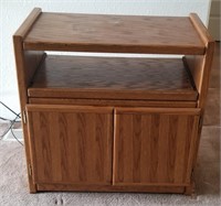 Wood TV Stand Cabinet w/ VHS Tapes