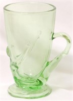 Green Glass Cup With Lady 5.5"