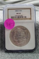 1884-o Morgan Silver Dollar NGC MS63