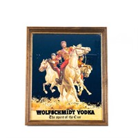 Vintage Wolfschmidt Vodka Advertising Wall Mirror