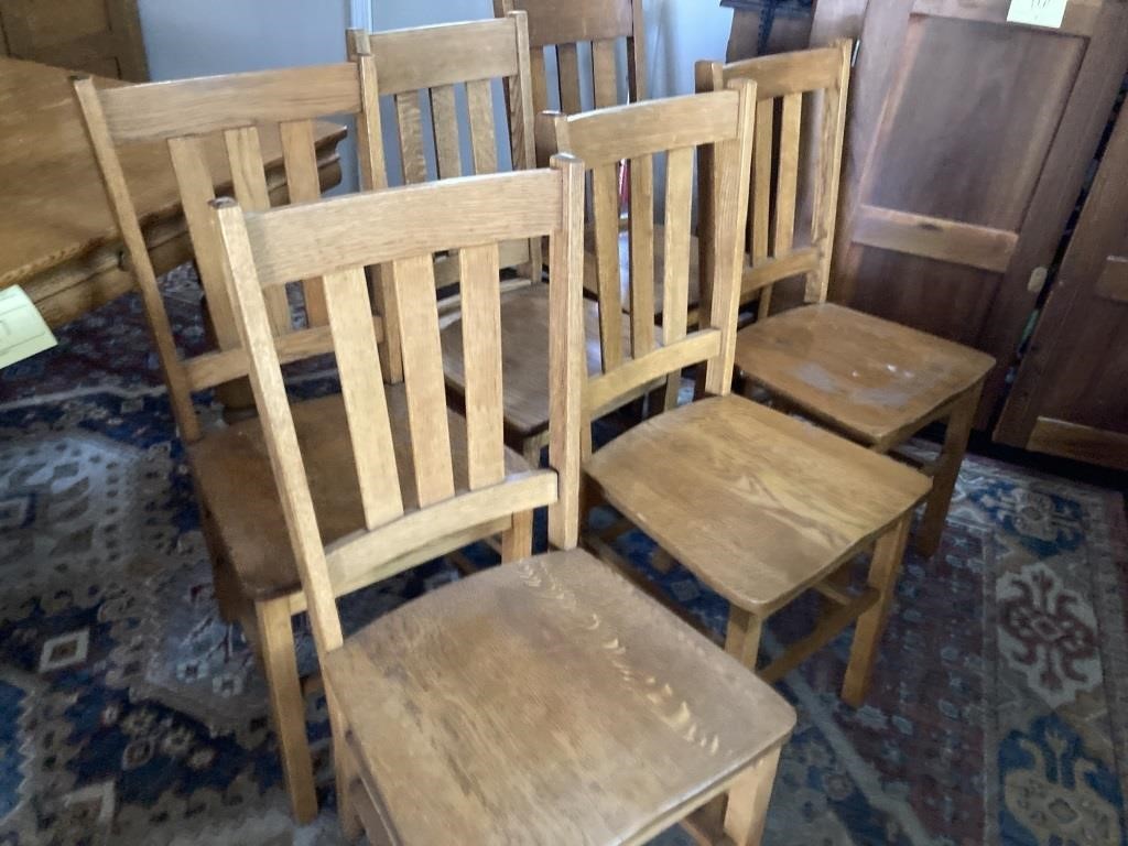 6 mission oak chairs