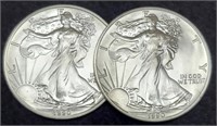 (2) 1990 Silver Eagles