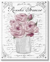 36"x48" Roses Bouquet French Words Canvas Wall Art