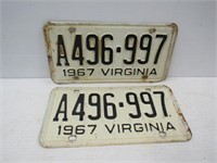 1967 VA License Plates Pairs