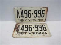 1967 VA License Plates Pairs