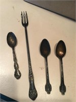 Antique sliver plated spoons an fork