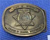 State of Wyoming Belt Buckle Brass