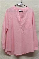 R6) NEW WOMENS PINK LONG SLEEVE COTTOL BLOUSE, XL