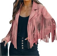 New, S size, ebossy Women's Suede Fringe Jacket