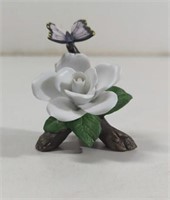 Vintage Enesco Porcelain White Rose With