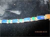 970 Silver Bracelet w/Lapis & Malachite Stones &