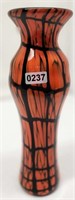 Fetty Orange & Black Vase Round Top 8" Tall