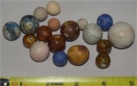 Antique Collection of Clay Marbles + 1 Stone