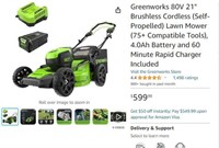 B4069 Greenworks 80V 21 Brushless Lawn Mower