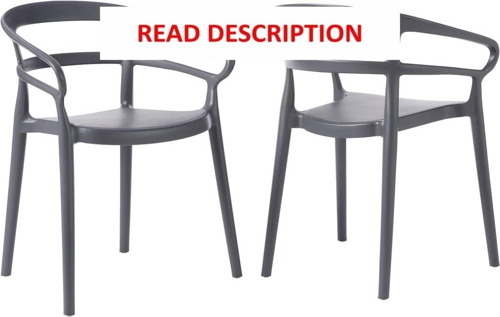 Dark Grey Curved Dining Chair  Set of 2  Plastic