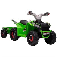 W4063  Aosom Kids ATV Quad Car with Back Trailer