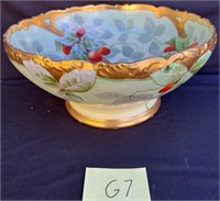R - LARGE HAND PAINTED LIMOGES PUNCH BOWL (G7)
